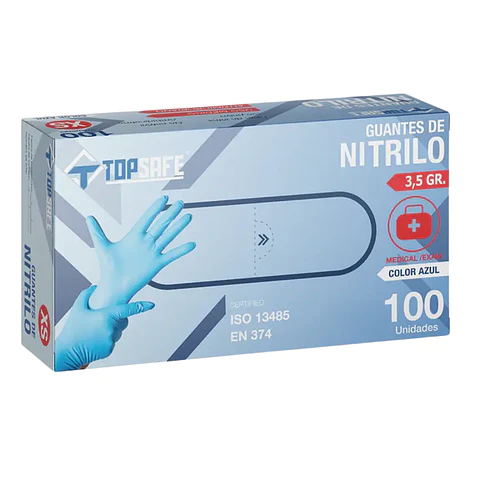 Guantes De Nitrilo Azul 3.5 Gr Caja 100 Unidades 