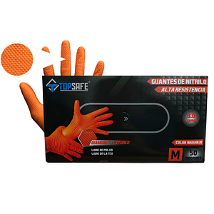 Guantes Nitrilo Naranjo Texturizado Profesional 8.0gr 50 Uds
