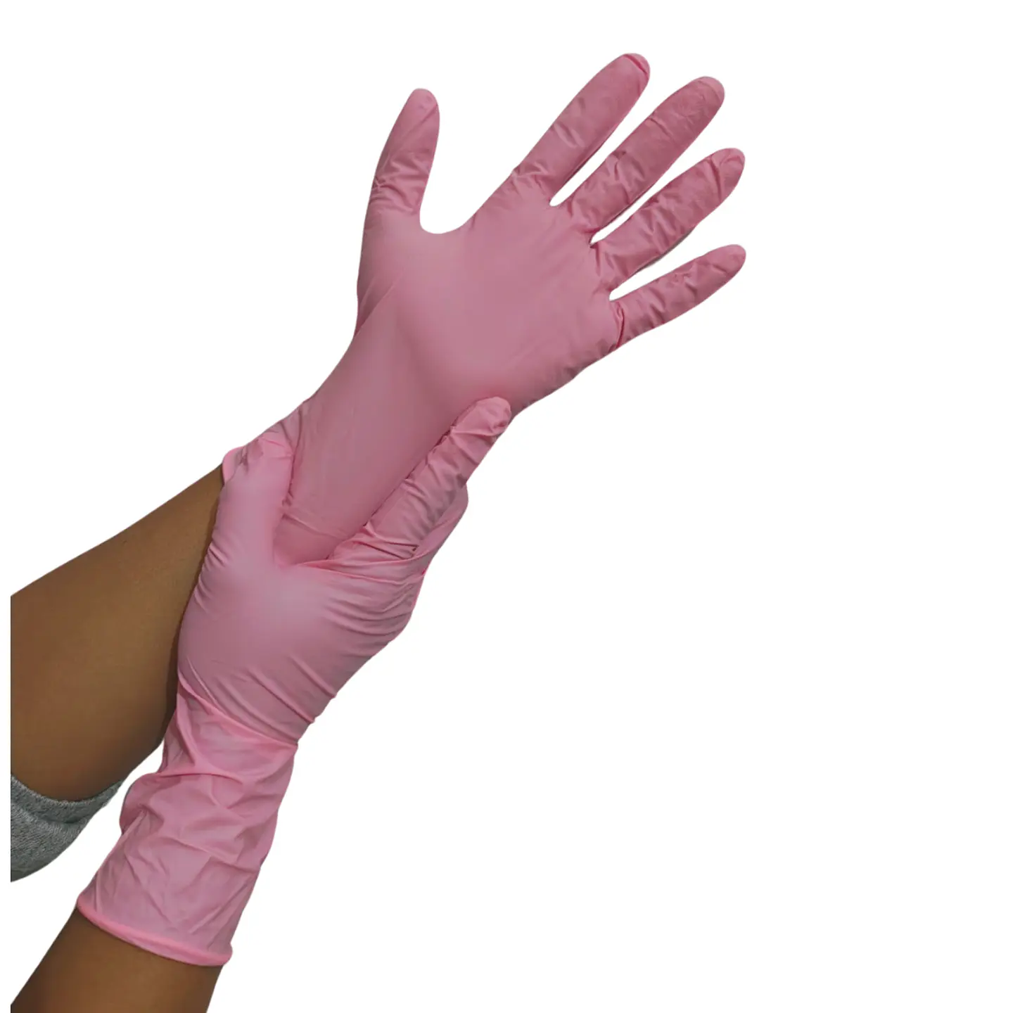 Guantes De Nitrilo Rosado 7.0 Gr 50 Unidades  2