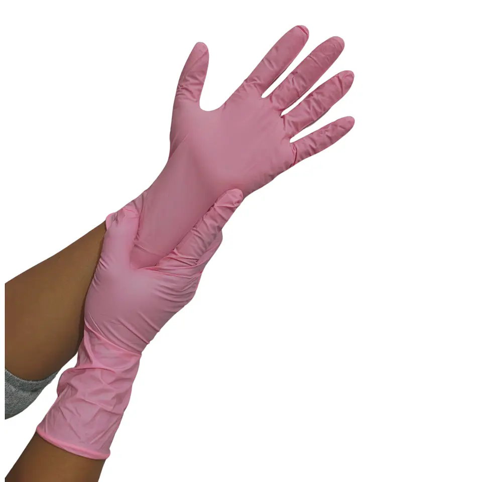 Guantes De Nitrilo Rosado 7.0 Gr 50 Unidades  2