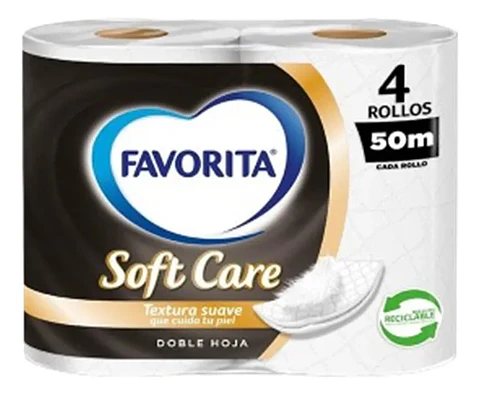 Papel Higienico Favorita Soft Care Doble Hoja 4 Rollos 50 Mt