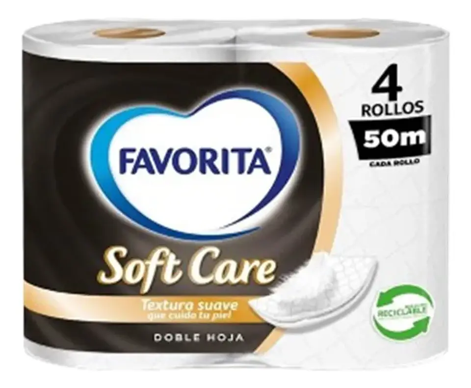 Papel Higienico Favorita Soft Care Doble Hoja 4 Rollos 50 Mt 1
