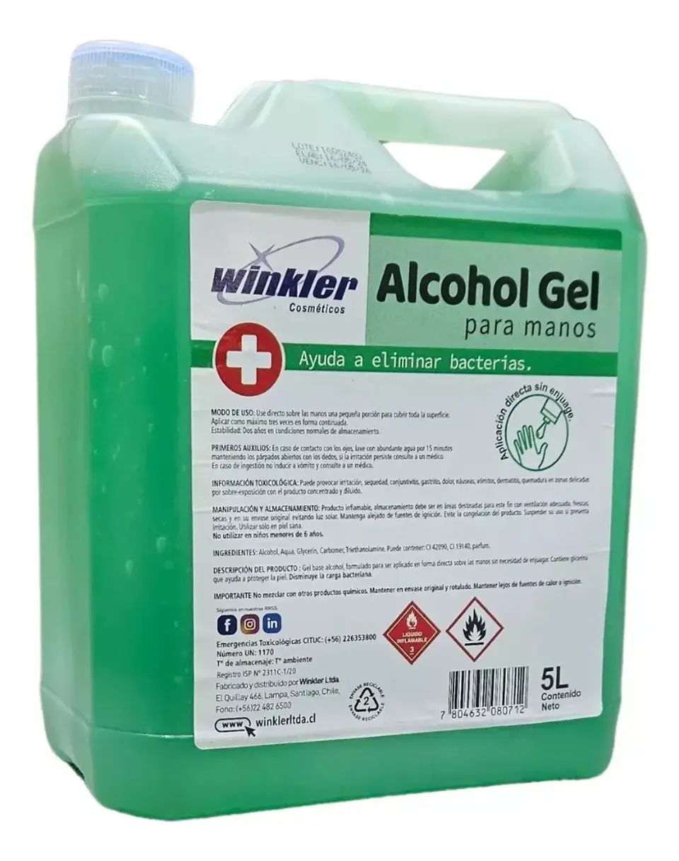 Alcohol Gel 70% Certificado Isp 5 Litros  1
