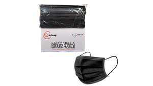 Mascarillas Desechables 3 Pliegues Negras  50 Unidades