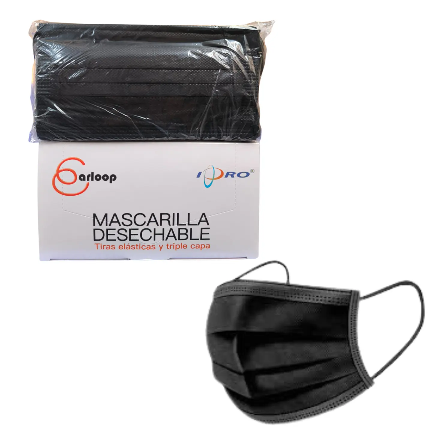 Mascarillas Desechables 3 Pliegues Negras  50 Unidades 1