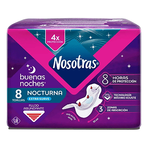 Toalla Higenica Nosotras Buenas Noches Suave 8 Unidades