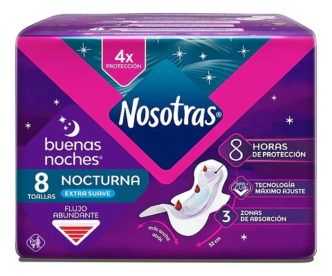 Toalla Higenica Nosotras Buenas Noches Suave 8 Unidades