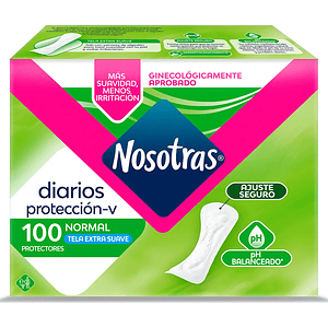 Protectores Diarios Nosotras Tela Suave Cortos 100 Un