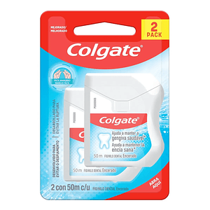 Pack 2 Hilos Dentales Colgate Encerado 50m Cada Uno