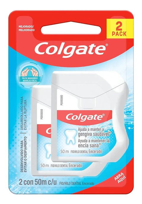 Pack 2 Hilos Dentales Colgate Encerado 50m Cada Uno