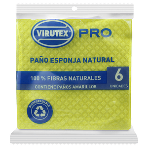 Paño Esponja Amarillo 6 unidades - Virutex