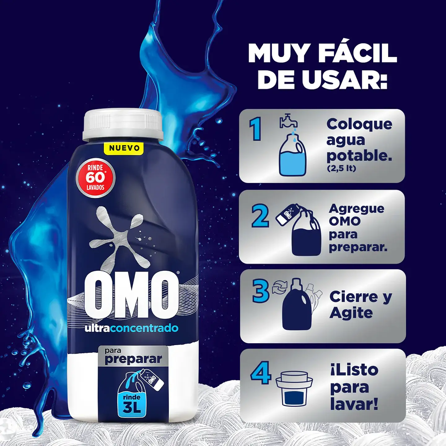 Detergente Líquido Botella Para Diluir 500 Ml - OMO 2