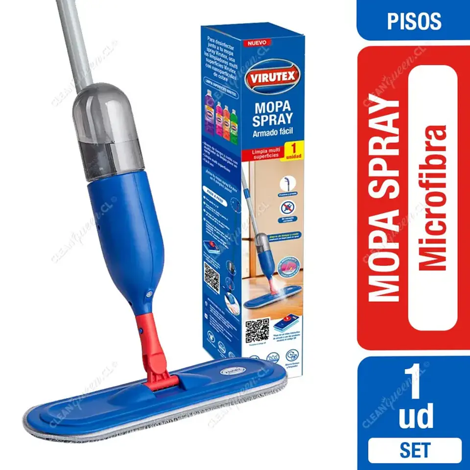 Mopa Plana Con Base De Microfibra Spray - Virutex 1