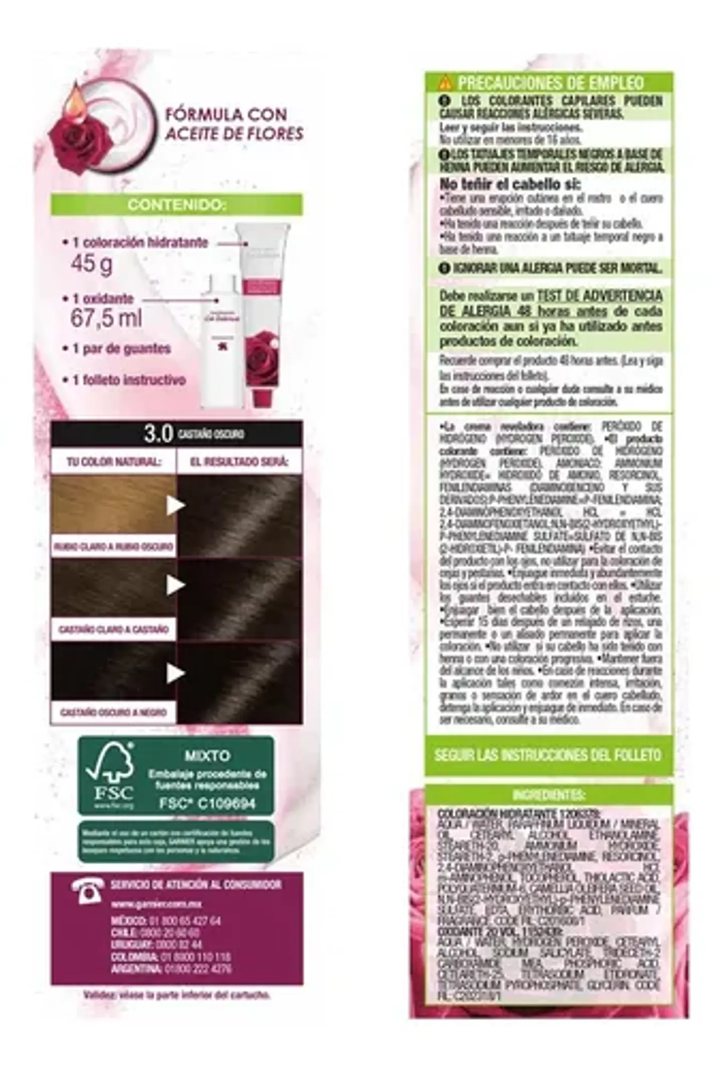 tinte Coloración Nutrisse Cor Intensa 3.0 Castaño Oscuro Castaño Oscuro 4