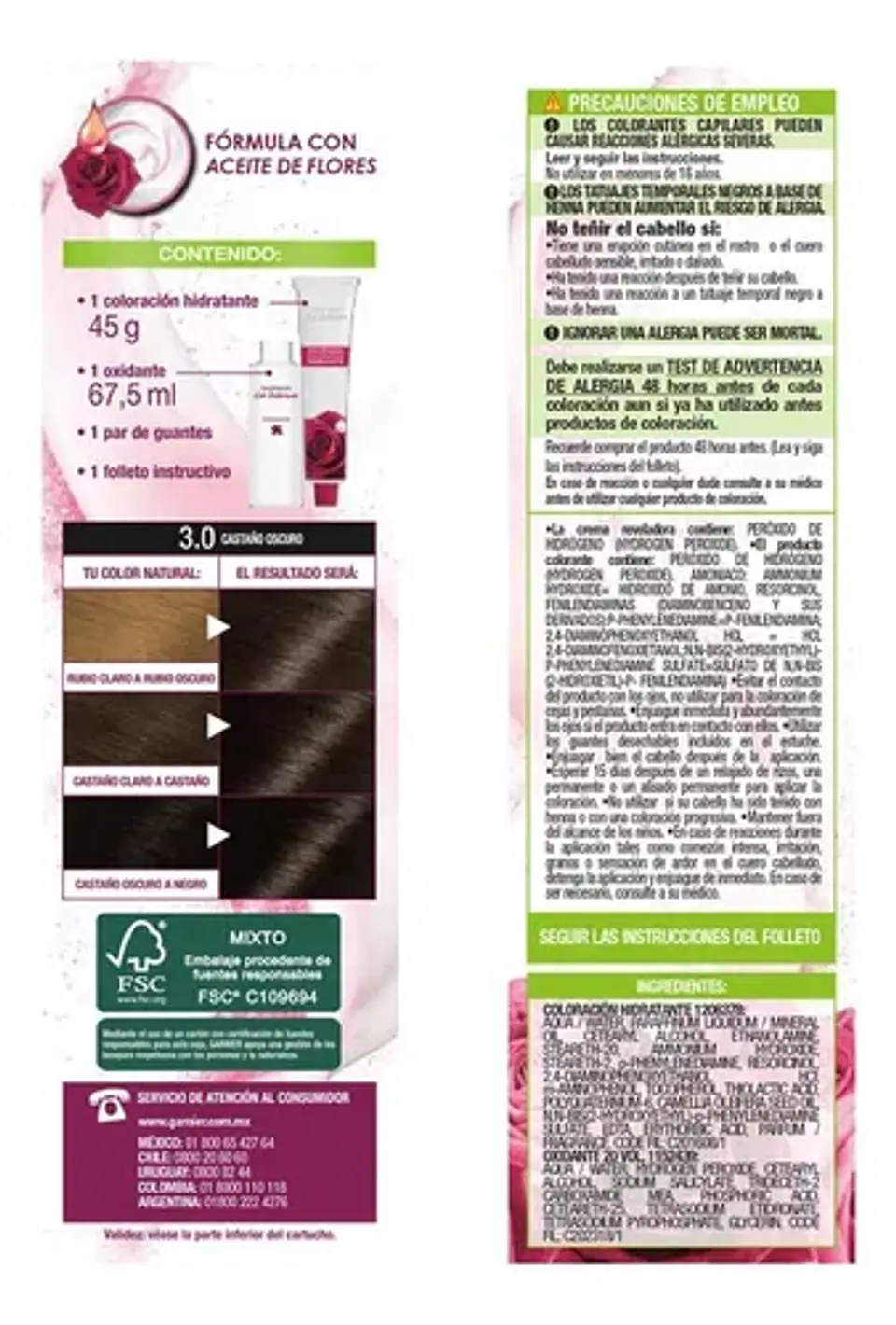 tinte Coloración Nutrisse Cor Intensa 3.0 Castaño Oscuro Castaño Oscuro 4