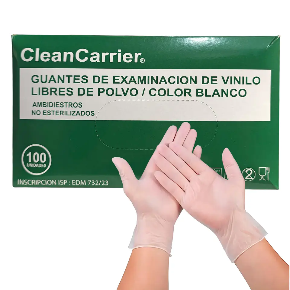 Guantes De Vinilo Caja De 100 Unidades - Cleancarrier 1