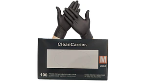 Guantes De Vinilo Negros Caja 100 Unidades Desechables - CleanCarrier
