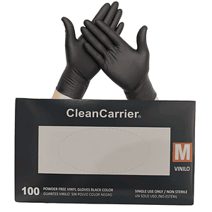 Guantes De Vinilo Negros Caja 100 Unidades Desechables - CleanCarrier