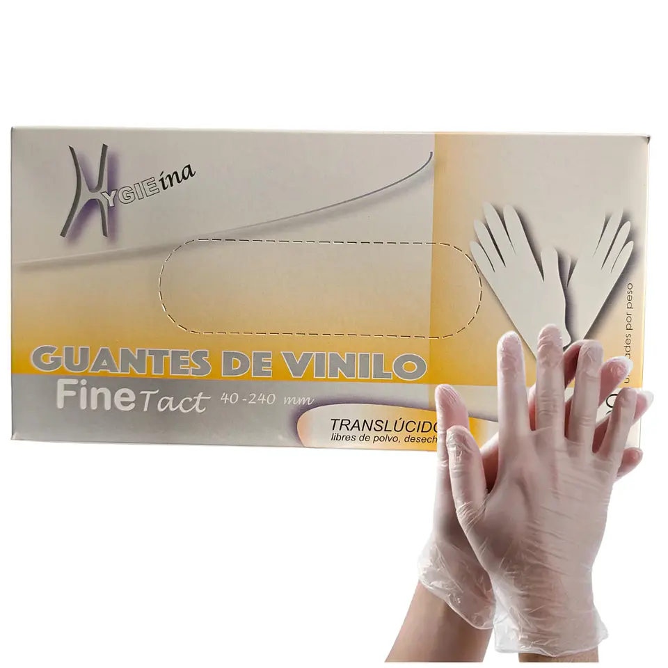Guantes De Vinilo Transparente Caja 100 Unidades - Hygieina 1