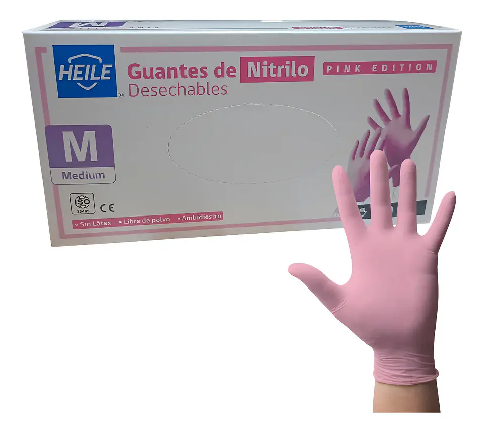 Guantes De Nitrilo Rosa Desechables 100 Unidades - Cleancarrier 1