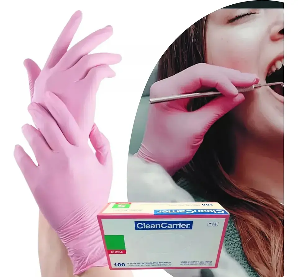 Guantes De Nitrilo Rosa Desechables 100 Unidades - Cleancarrier 2