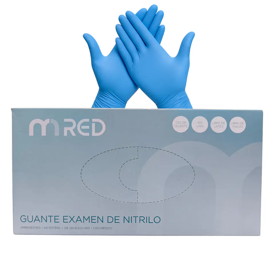 Guantes De Nitrilo Azul 3.5 Gr Desechables 100 Undidades - Mred 1