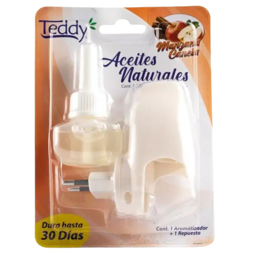 Ambientador Enchufe + Repuesto Aroma Manzana y Canela - Teddy  1