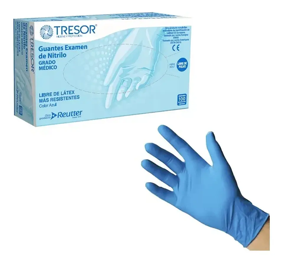 Guantes de nitrilo azul 3.5 gr - Tresor 1