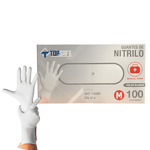 Guantes De Nitrilo Blanco Caja 100 Unidades - Top Safe