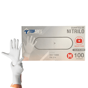 Guantes De Nitrilo Blanco Caja 100 Unidades - Top Safe