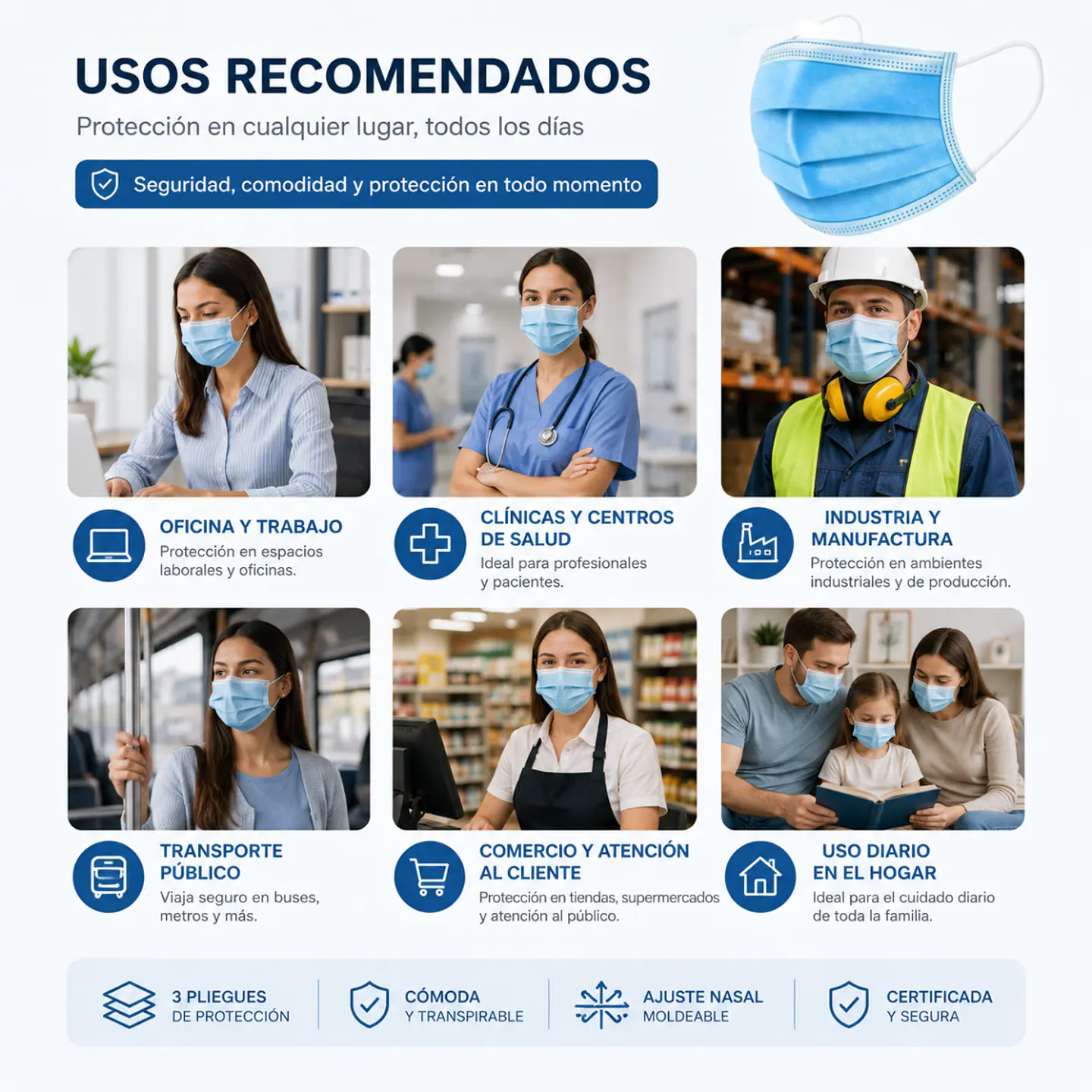 Mascarillas Desechables Certificadas (caja De 50 Uds) - Generica 3