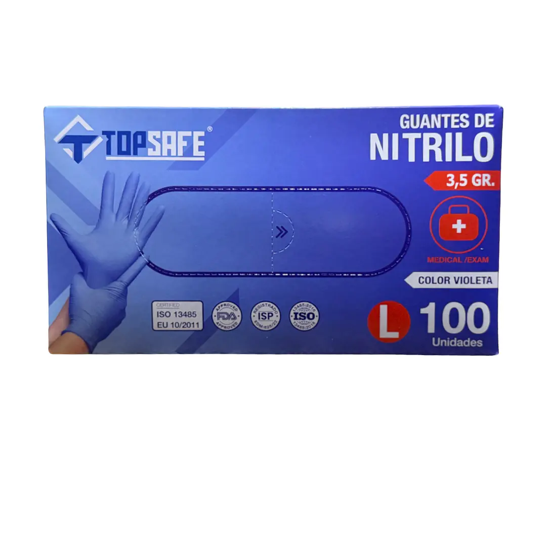 Guantes De Nitrilo Violeta caja 100 Unidades - Topsafe 1