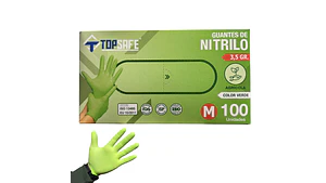 Guantes De Nitrilo Verde 3,5 Gr 100 Unidades - Top Safe