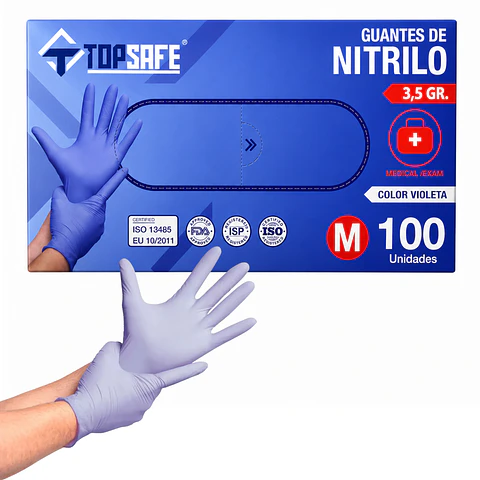 Guantes De Nitrilo Violeta caja 100 Unidades - Topsafe