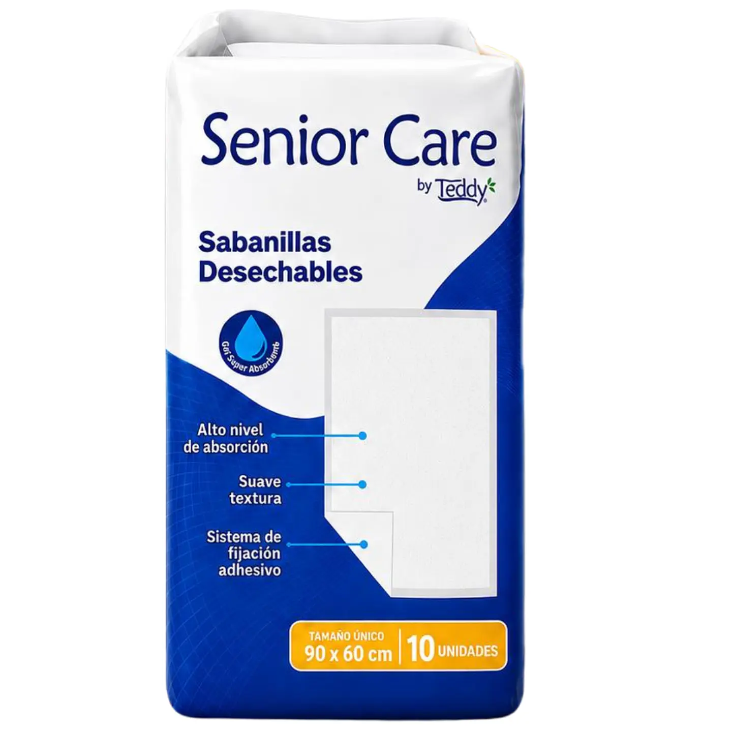 Sabanilla Desechable Para Adulto 90x60 Cm Alta Absorción 10 Unidades - Senior Care 1
