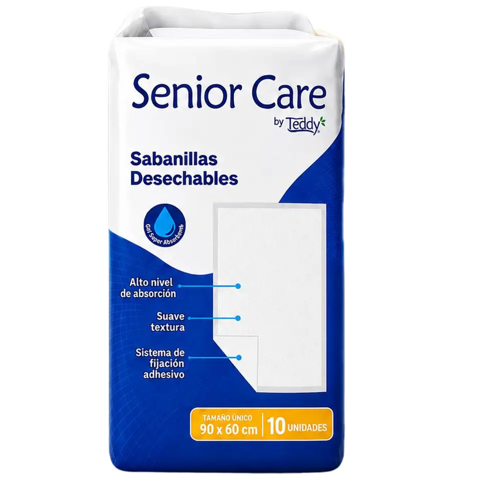 Sabanilla Desechable Para Adulto 90x60 Cm Alta Absorción 10 Unidades - Senior Care 1