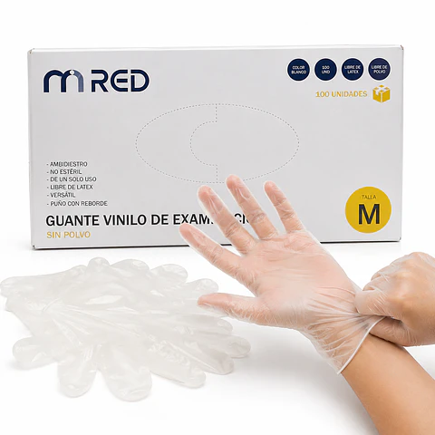 Guantes De Vinilo Caja Transparente Caja 100 Unidades - Mred
