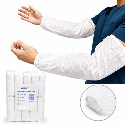 Manguilla Desechable Plástica blanco 100 Unidades