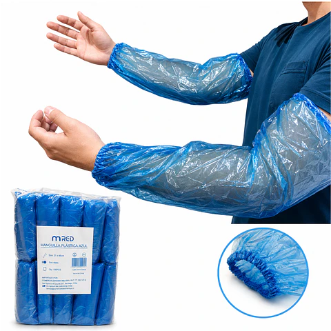 Manguilla Desechable Plástica Azul 100 Unidades - Mred