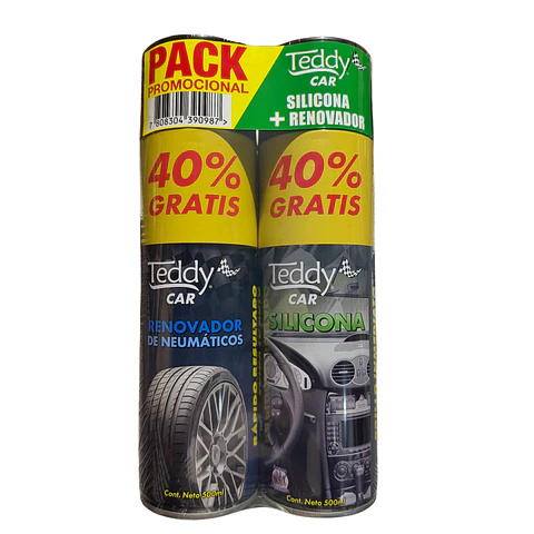 Pack Teddy Car Silicona Interior + Renovador Neumáticos