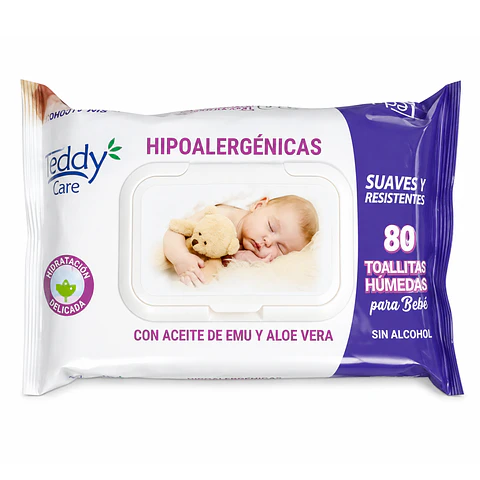 Toallitas Húmedas Hipoalergénicas 80 Unidades - Teddy