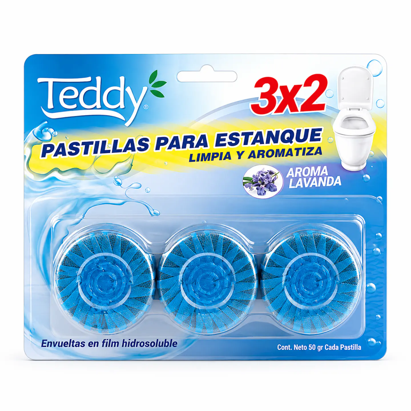 Pastillas Estanque 3 Unidades Azul Activo 50g C/u - Shopnow 1