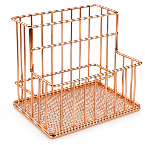 Organizador Escritorio Metálico 2 Compartimentos Isofit Rose Gold