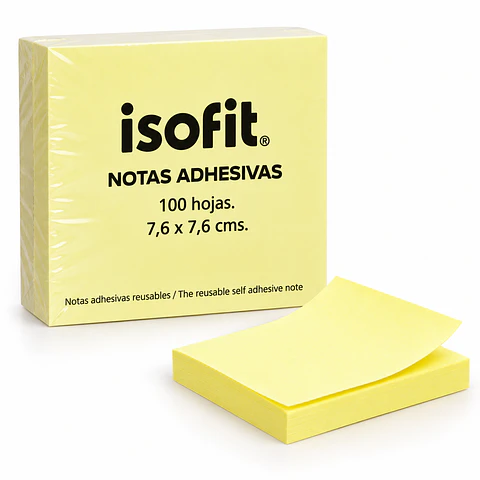 Notas Adhesivas Isofit 76 x 76 mm Amarillas 100 Hojas