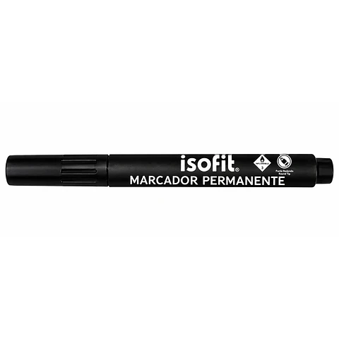 Plumon Marcador Permanente Punta Redonda Negro Isofit