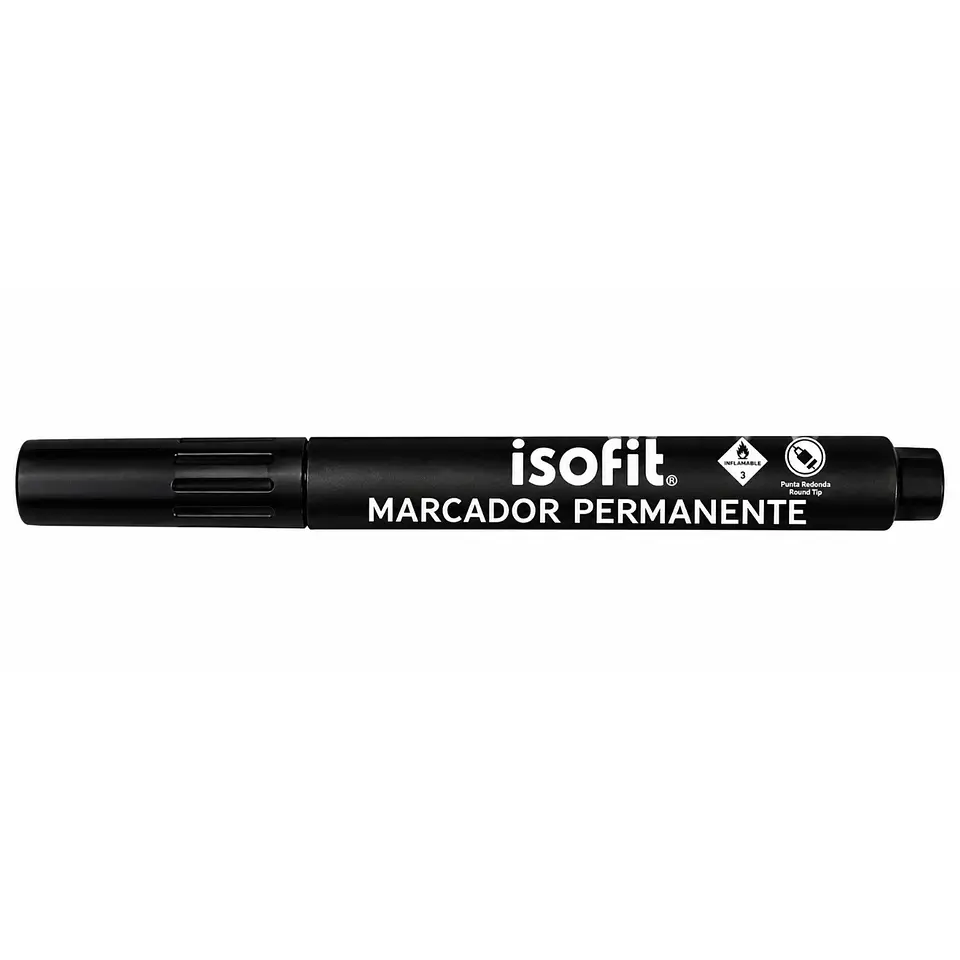 Plumon Marcador Permanente Punta Redonda Negro Isofit 1
