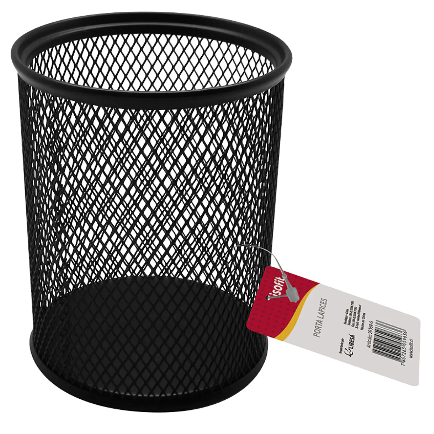 Porta Lápices Metálico Malla Negro 8x9,8 Cm Isofit 1