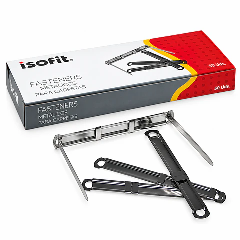 Fastener Metálico Para Carpetas 50 Unidades Isofit Plateado
