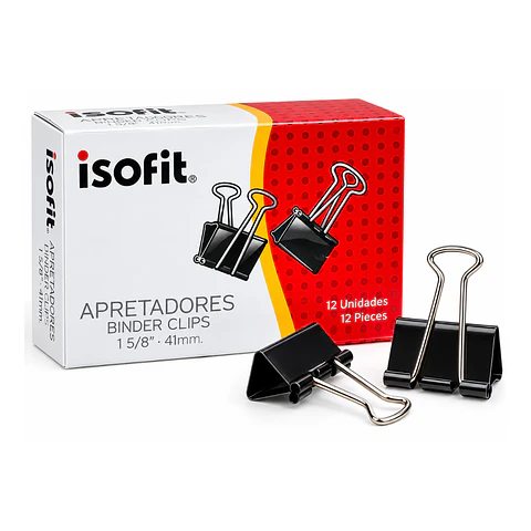 Apretadores Doble Clip Binder 41 Mm 12 Unidades Isofit