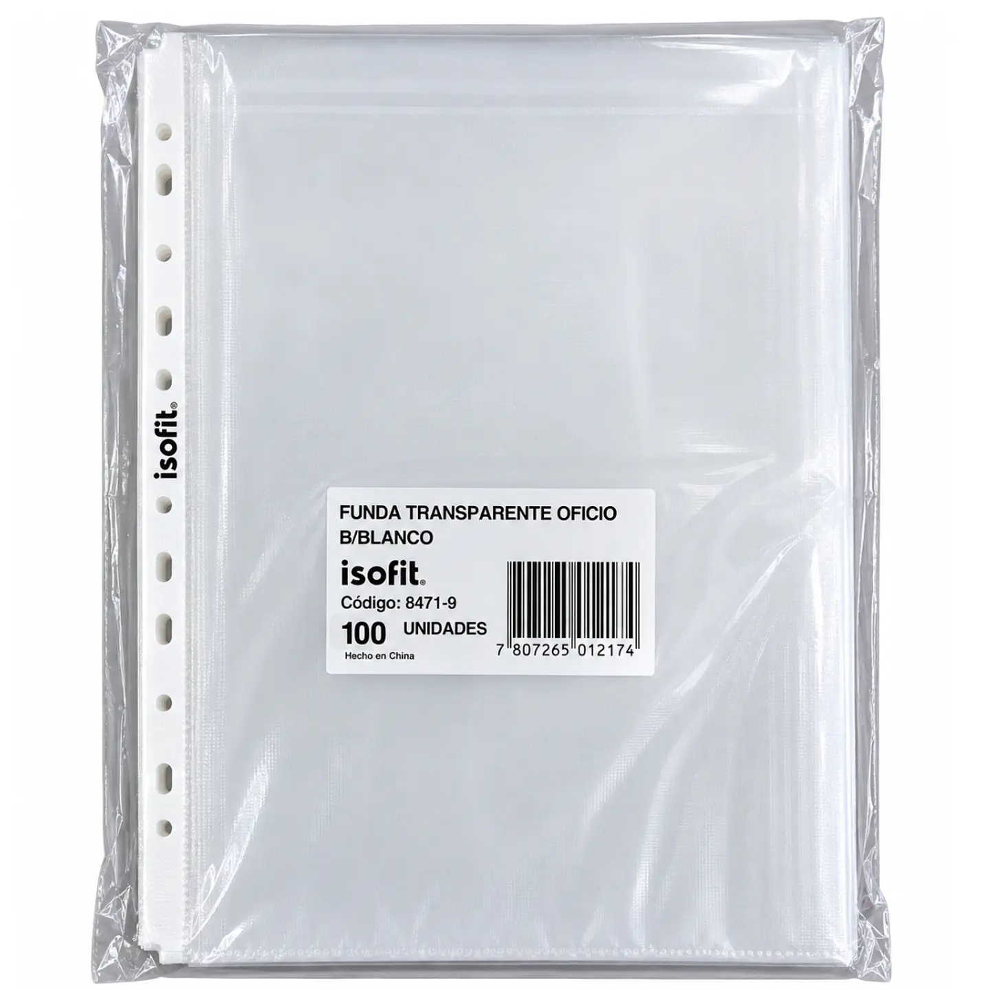 Funda Transparente Oficio Isofit 100 Unidades Borde Blanco 1
